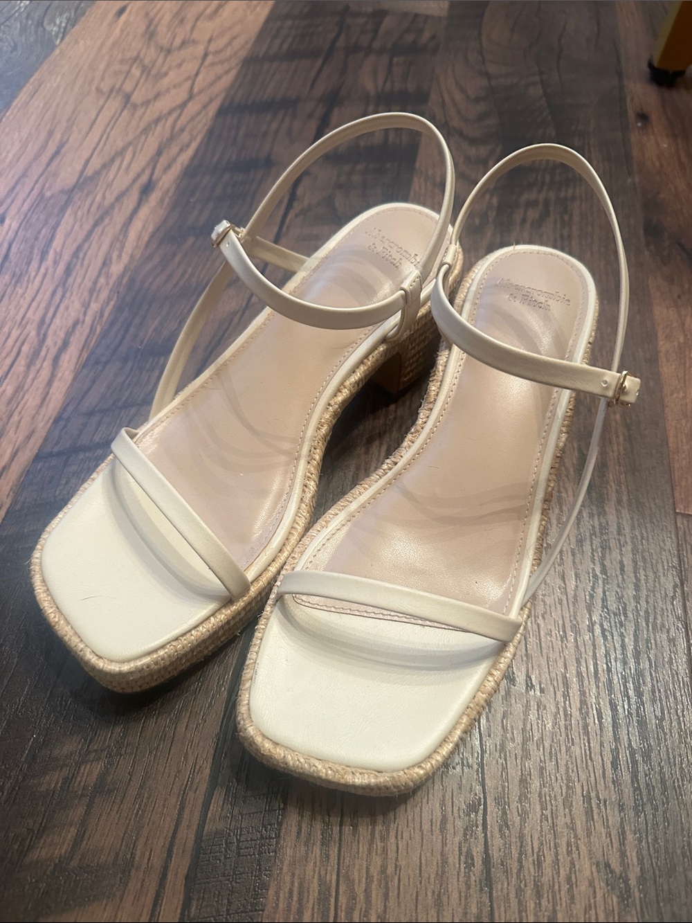 Abercrombie & Fitch Cream Raffia-Wrapped Espadrille Sandals - Picture 2 of 3